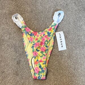 Pacsun Yellow Floral High Hip Brazilian Bikini Bottoms Size XXS